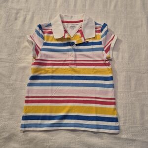 Tommy Hilfiger girls size XS 4/5 multi colir striped polo shirt EUC